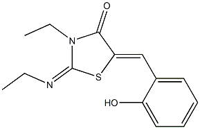 3-ethyl-2-(ethylimino)-5-(2-hydroxybenzylidene)-1,3-thiazolidin-4-one 结构式