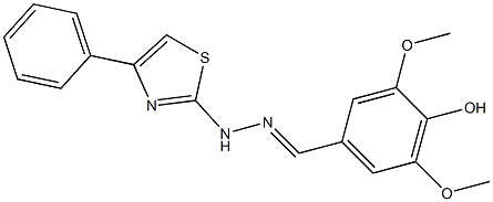 4-hydroxy-3,5-dimethoxybenzaldehyde (4-phenyl-1,3-thiazol-2-yl)hydrazone 结构式