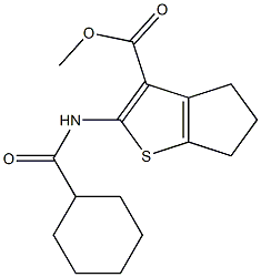 methyl 2-[(cyclohexylcarbonyl)amino]-5,6-dihydro-4H-cyclopenta[b]thiophene-3-carboxylate 结构式