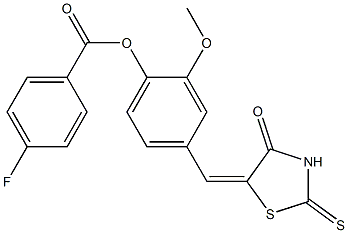 2-methoxy-4-[(4-oxo-2-thioxo-1,3-thiazolidin-5-ylidene)methyl]phenyl 4-fluorobenzoate 结构式