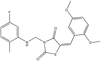 5-(2,5-dimethoxybenzylidene)-3-[(5-fluoro-2-methylanilino)methyl]-1,3-thiazolidine-2,4-dione 结构式