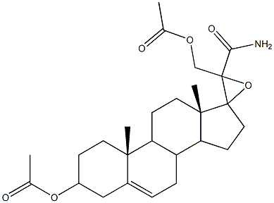 3'-[(acetyloxy)methyl]-3'-(aminocarbonyl)-spiro[androst-5-ene-17,2'-oxirane]-3-yl acetate 结构式