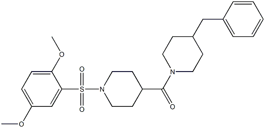 4-[(4-benzyl-1-piperidinyl)carbonyl]-1-[(2,5-dimethoxyphenyl)sulfonyl]piperidine 结构式