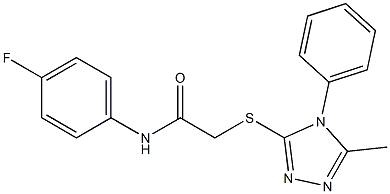 N-(4-fluorophenyl)-2-[(5-methyl-4-phenyl-4H-1,2,4-triazol-3-yl)sulfanyl]acetamide 结构式