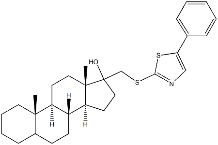 17-{[(5-phenyl-1,3-thiazol-2-yl)sulfanyl]methyl}androstan-17-ol 结构式