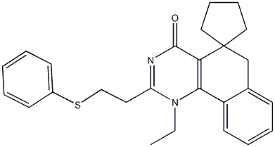 1-ethyl-2-[2-(phenylsulfanyl)ethyl]-5,6-dihydrospiro(benzo[h]quinazoline-5,1'-cyclopentane)-4(1H)-one 结构式