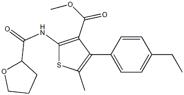 methyl 4-(4-ethylphenyl)-5-methyl-2-[(tetrahydro-2-furanylcarbonyl)amino]-3-thiophenecarboxylate 结构式