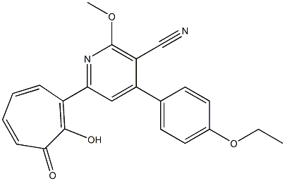 4-(4-ethoxyphenyl)-6-(2-hydroxy-3-oxo-1,4,6-cycloheptatrien-1-yl)-2-methoxynicotinonitrile 结构式