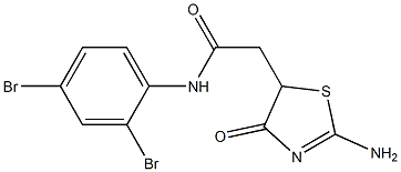 2-(2-amino-4-oxo-4,5-dihydro-1,3-thiazol-5-yl)-N-(2,4-dibromophenyl)acetamide 结构式