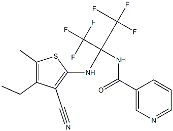 N-[1-[(3-cyano-4-ethyl-5-methyl-2-thienyl)amino]-2,2,2-trifluoro-1-(trifluoromethyl)ethyl]nicotinamide 结构式