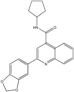2-(1,3-benzodioxol-5-yl)-N-cyclopentyl-4-quinolinecarboxamide 结构式