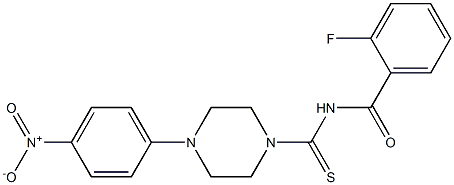 2-fluoro-N-[(4-{4-nitrophenyl}piperazin-1-yl)carbothioyl]benzamide 结构式