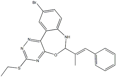 10-bromo-3-(ethylsulfanyl)-6-(1-methyl-2-phenylvinyl)-6,7-dihydro[1,2,4]triazino[5,6-d][3,1]benzoxazepine 结构式