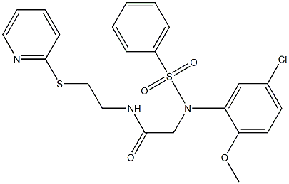 2-[5-chloro-2-methoxy(phenylsulfonyl)anilino]-N-[2-(2-pyridinylsulfanyl)ethyl]acetamide 结构式