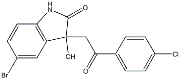 5-bromo-3-[2-(4-chlorophenyl)-2-oxoethyl]-3-hydroxy-1,3-dihydro-2H-indol-2-one 结构式