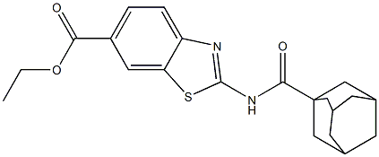 ethyl 2-[(1-adamantylcarbonyl)amino]-1,3-benzothiazole-6-carboxylate 结构式