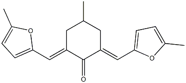 4-methyl-2,6-bis[(5-methyl-2-furyl)methylene]cyclohexanone 结构式