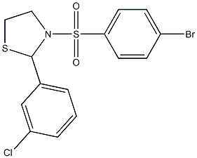 3-[(4-bromophenyl)sulfonyl]-2-(3-chlorophenyl)-1,3-thiazolidine 结构式