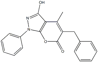5-benzyl-3-hydroxy-4-methyl-1-phenylpyrano[2,3-c]pyrazol-6(1H)-one 结构式