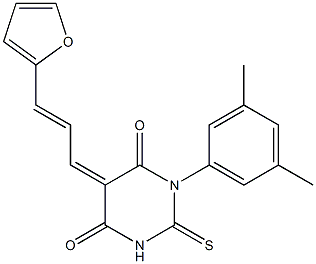 1-(3,5-dimethylphenyl)-5-[3-(2-furyl)prop-2-enylidene]-2-thioxodihydropyrimidine-4,6(1H,5H)-dione 结构式