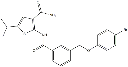 2-({3-[(4-bromophenoxy)methyl]benzoyl}amino)-5-isopropyl-3-thiophenecarboxamide 结构式
