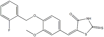 5-{4-[(2-fluorobenzyl)oxy]-3-methoxybenzylidene}-2-thioxo-1,3-thiazolidin-4-one 结构式