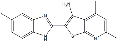 4,6-dimethyl-2-(5-methyl-1H-benzimidazol-2-yl)thieno[2,3-b]pyridin-3-ylamine 结构式