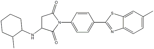 1-[4-(6-methyl-1,3-benzothiazol-2-yl)phenyl]-3-[(2-methylcyclohexyl)amino]-2,5-pyrrolidinedione 结构式