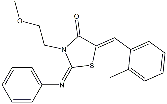 3-(2-methoxyethyl)-5-(2-methylbenzylidene)-2-(phenylimino)-1,3-thiazolidin-4-one 结构式