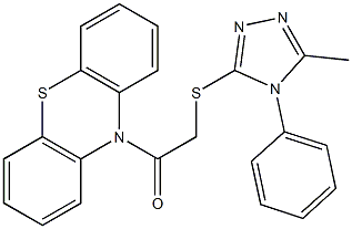 5-methyl-4-phenyl-4H-1,2,4-triazol-3-yl 2-oxo-2-(10H-phenothiazin-10-yl)ethyl sulfide 结构式