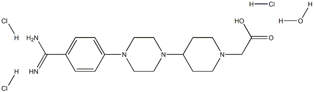 4-[4-[4-(Aminoiminomethyl)phenyl]-1-piperazinyl]-1-piperidineacetic  acid  hydrate  trihydrochloride 结构式