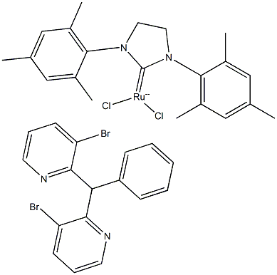 [1,3-Bis(2,4,6-trimethylphenyl)-2-imidazolidinylidene]dichloro(phenylmethylene)bis(3-bromopyridine)ruthenium(II) 结构式