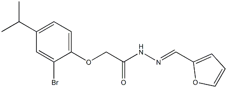 2-(2-bromo-4-isopropylphenoxy)-N'-[(E)-2-furylmethylidene]acetohydrazide 结构式