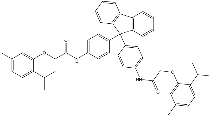 2-(2-isopropyl-5-methylphenoxy)-N-{4-[9-(4-{[2-(2-isopropyl-5-methylphenoxy)acetyl]amino}phenyl)-9H-fluoren-9-yl]phenyl}acetamide 结构式