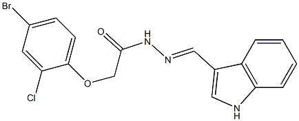 2-(4-bromo-2-chlorophenoxy)-N'-[(E)-1H-indol-3-ylmethylidene]acetohydrazide 结构式