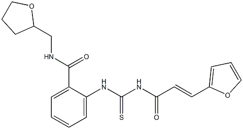 2-[({[(E)-3-(2-furyl)-2-propenoyl]amino}carbothioyl)amino]-N-(tetrahydro-2-furanylmethyl)benzamide 结构式