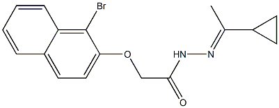 2-[(1-bromo-2-naphthyl)oxy]-N'-[(E)-1-cyclopropylethylidene]acetohydrazide 结构式