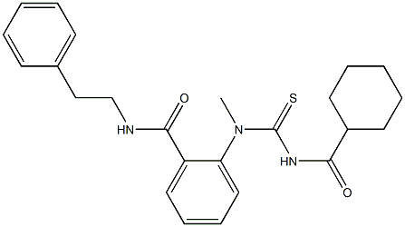 2-[{[(cyclohexylcarbonyl)amino]carbothioyl}(methyl)amino]-N-phenethylbenzamide 结构式