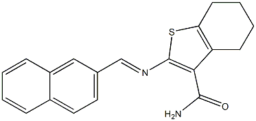 2-{[(E)-2-naphthylmethylidene]amino}-4,5,6,7-tetrahydro-1-benzothiophene-3-carboxamide 结构式