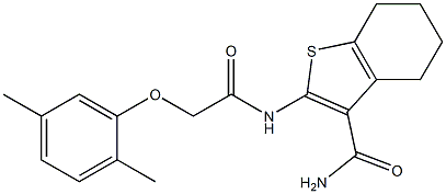 2-{[2-(2,5-dimethylphenoxy)acetyl]amino}-4,5,6,7-tetrahydro-1-benzothiophene-3-carboxamide 结构式