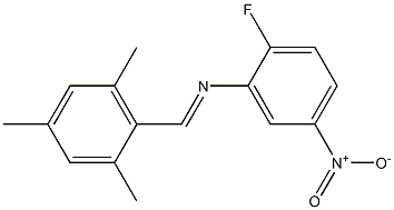 N-(2-fluoro-5-nitrophenyl)-N-[(E)-mesitylmethylidene]amine 结构式