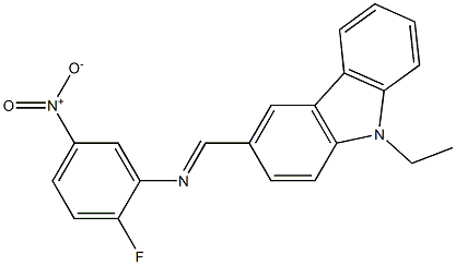 N-[(E)-(9-ethyl-9H-carbazol-3-yl)methylidene]-N-(2-fluoro-5-nitrophenyl)amine 结构式