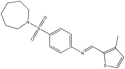 4-(1-azepanylsulfonyl)-N-[(E)-(3-methyl-2-thienyl)methylidene]aniline 结构式