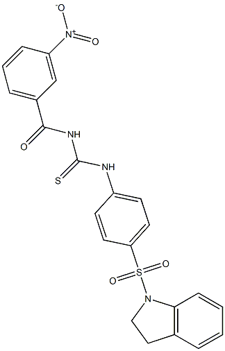 N-[4-(2,3-dihydro-1H-indol-1-ylsulfonyl)phenyl]-N'-(3-nitrobenzoyl)thiourea 结构式