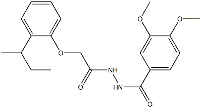 N'-{2-[2-(sec-butyl)phenoxy]acetyl}-3,4-dimethoxybenzohydrazide 结构式