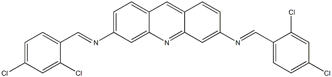N-[(E)-(2,4-dichlorophenyl)methylidene]-N-(6-{[(E)-(2,4-dichlorophenyl)methylidene]amino}-3-acridinyl)amine 结构式