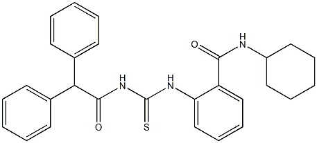 N-cyclohexyl-2-({[(2,2-diphenylacetyl)amino]carbothioyl}amino)benzamide 结构式