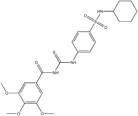 N-cyclohexyl-4-({[(3,4,5-trimethoxybenzoyl)amino]carbothioyl}amino)benzenesulfonamide 结构式