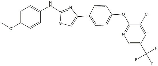 N-[4-(4-{[3-chloro-5-(trifluoromethyl)-2-pyridinyl]oxy}phenyl)-1,3-thiazol-2-yl]-N-(4-methoxyphenyl)amine 结构式