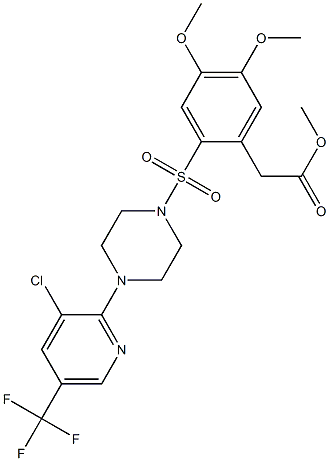 methyl 2-[2-({4-[3-chloro-5-(trifluoromethyl)-2-pyridinyl]piperazino}sulfonyl)-4,5-dimethoxyphenyl]acetate 结构式